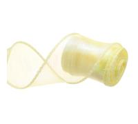 sourcing map 40mm Wide Sparkly Sheer Wired Organza Ribbon Pastel Shimmer Iridescent Chiffon Ribbons 2.7m Yellow for Gift Wrapping Bouquet Wedding Bows