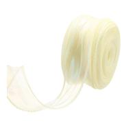 sourcing map 40mm Wide Sparkly Sheer Wired Organza Ribbon Pastel Shimmer Iridescent Chiffon Ribbons 23m Cream White for Gift Wrapping Bouquet Wedding Bows