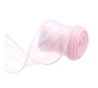 sourcing map 40mm Wide Sparkly Sheer Wired Organza Ribbon Pastel Shimmer Iridescent Chiffon Ribbons 2.7m Pink for Gift Wrapping Bouquet Wedding Bows