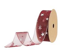 sourcing map 40mm Wide Star Organza Sheer Wired Ribbon Sparkly Chiffon Ribbon 18m Burgundy Red for Gift Wrapping Bow Wedding Bouquet Christmas