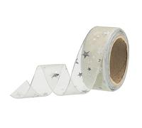 sourcing map 40mm Wide Star Organza Sheer Wired Ribbon Sparkly Chiffon Ribbon 18m Cream White for Gift Wrapping Bow Wedding Bouquet Christmas