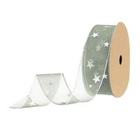 sourcing map 40mm Wide Star Organza Sheer Wired Ribbon Sparkly Chiffon Ribbon 18m Green for Gift Wrapping Bow Wedding Bouquet Christmas