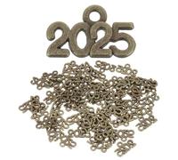sourcing map 40pcs 2025 Graduation Year Charm 3D Metal Tassel Year Number Charm Year Pendant Mini for DIY Anniversary Jewelry Making Crafts, Bronze