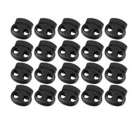 sourcing map 40Pcs 5mm Plastic Cord Locks Double Hole Spring Slider Toggles Clip End Stopper Fastener for Drawstrings Paracord Shoelace, Black