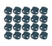 sourcing map 40Pcs 5mm Plastic Cord Locks Double Hole Spring Slider Toggles Clip End Stopper Fastener for Drawstrings Paracord Shoelace, Navy Blue