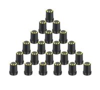sourcing map 40Pcs 6mm / 0.24" Shaft Hole Knob Guitar Amplifier Push on Fit Knobs, Potentiometer Control Yellow for Volume Tone Control, Guitar Bass Parts, Chrome