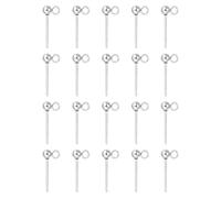 sourcing map 40Pcs Ball Post Stud Earrings, 15x3mm Stainless Steel Round Ear Pin Earring Findings with Vertical Loop for Earring Jewelry DIY, Silver