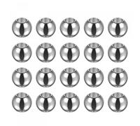 sourcing map 40pcs Beads 8mm Stainless Steel 4mm Hole Dia Bead for DIY Crafts, Silver Tone