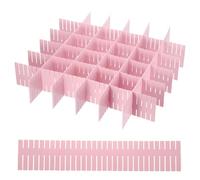sourcing map 40Pcs Drawer Divider Organizer, Plastic Adjustable Separator Drawer Storage for Underwear Makeup Scarf Socks Organizers, Pink(Free Cutting)