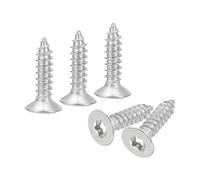 sourcing map 40Pcs Flat Head Torx Screws, M5 x 20mm 304 Stainless Steel Countersunk Self Tapping Anti-Theft Wood Screws Tamper Resistant Screws Fit T25 Bit for Wood, Fence, Decking (Silver)