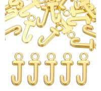 sourcing map 40Pcs Letter Charm, Alloy Letter J Initial Alphabet Charm for DIY Crafts Jewelry Making Bracelets Earrings Necklace, Gold