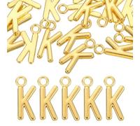 sourcing map 40Pcs Letter Charm, Alloy Letter K Initial Alphabet Charm for DIY Crafts Jewelry Making Bracelets Earrings Necklace, Gold