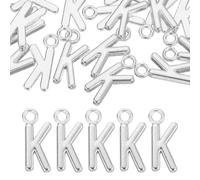 sourcing map 40Pcs Letter Charm, Alloy Letter K Initial Alphabet Charm for DIY Crafts Jewelry Making Bracelets Earrings Necklace, Silver
