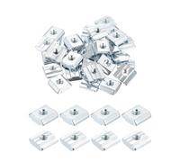 sourcing map 40Pcs M5 t Nut Tee Sliding Slot Nuts, T-Slot Nut Hammer Nut Block Square Nuts Fastener Carbon Steel Nickel Plated for Aluminum Extrusion Profile 3030 Series