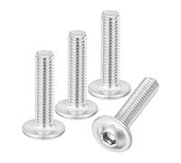 sourcing map 40Pcs M6-1x25mm Flanged Button Head Socket Cap Screws, 304 Stainless Steel Socket Drive Fasteners Bolts, Fully Thread Machine Screws, Silver