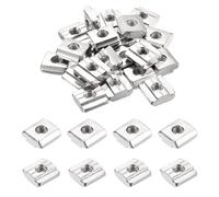 sourcing map 40Pcs M6 T Nut Tee Sliding Slot Nuts, T-Slot Nut Hammer Nut Block Square Nuts Fastener Carbon Steel Nickel Plated for Aluminum Extrusion Profile 3030 Series