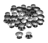 sourcing map 40Pcs Metal Locking Pin Backs, Pin Keepers Locking Clasp Flat Head Clamp Needle Back Lock for DIY Brooch Crafts Badges Enamel Lapel, Metallic Black