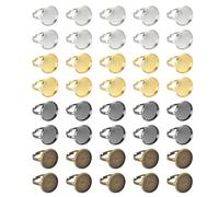 sourcing map 40Pcs Metal Ring Base Blank, 16mm Adjustable Pad Cabochon Ring Blank Base Flat Bezel Tray for Jewelry Making Finding DIY Carvings (Bronze/Grey/Silver/Gold)