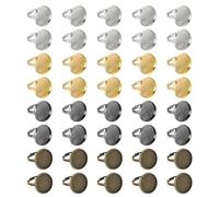 sourcing map 40Pcs Metal Ring Base Blank, 18mm Adjustable Pad Cabochon Ring Blank Base Flat Bezel Tray for Jewelry Making Finding DIY Carvings (Bronze/Grey/Silver/Gold)