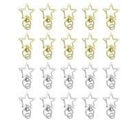 sourcing map 40Pcs Metal Spring Snap Keychain Clip, Dolphin Shape Swivel Snap Hooks Lobster Claw Clasp with Open Jump Ring for DIY Crafts Bag Decoration, Gold Silver