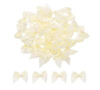 sourcing map 40Pcs Mini Milk White Ribbon Bow with Pearl 1" Ribbon Flowers Appliques for Craft DIY Hair Bow Sewing Wedding Party Christmas Decoration