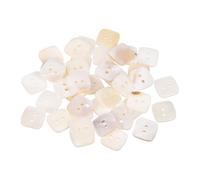 sourcing map 40Pcs Natural Shell Button, 2 Hole 13mm Square Mother of Pearl Buttons for Shirt Coats Suits Jacket Jeans Skirts DIY Sewing Crafts, White