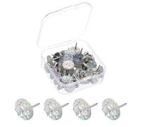 sourcing map 40Pcs Rhinestone Push Pins, 12mmx13mm Shiny Diamond Decorative Thumb Tacks Upholstery Tacks for Cork Board Bulletin Board Wall Hangings, Clear/Silver