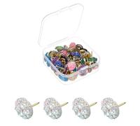 sourcing map 40Pcs Rhinestone Push Pins, 12mmx13mm Shiny Diamond Decorative Thumb Tacks Upholstery Tacks for Cork Board Bulletin Board Wall Hangings, Multicolor/Gold