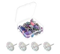 sourcing map 40Pcs Rhinestone Push Pins, 12mmx13mm Shiny Diamond Decorative Thumb Tacks Upholstery Tacks for Cork Board Bulletin Board Wall Hangings, Multicolor/Silver