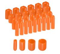 sourcing map 40pcs Round Rubber End Caps 3mm 6mm 9mm 12mm Orange Vinyl Cover Screw Thread Protectors Assortment Kit