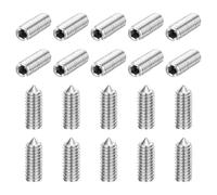 sourcing map 40Pcs Set Screws M4x12mm 304 Stainless Steel Cone Point Hex Socket Grub Screws for Machinery, Home Repairs, and Fixtures Silver
