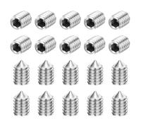 sourcing map 40Pcs Set Screws M4x5mm 304 Stainless Steel Cone Point Hex Socket Grub Screws for Machinery, Home Repairs, and Fixtures Silver