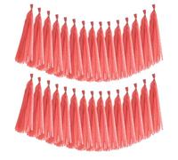 sourcing map 40Pcs Tassel Garland Banner Tissue Paper for Streamers Party Decorations, Valentine's Day Birthday Decor for Women with Rope and Tie Wire (Bright Red, 14.6Inch)