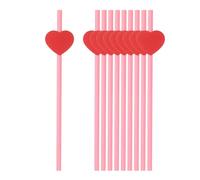sourcing map 40Pcs Valentine's Day Heart Shaped Slices Straws, Red Heart Paper Drinking Straws for Wedding Birthday Party Decoration