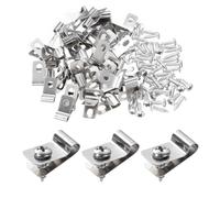 sourcing map 40pcs Wire Fence Clips 0.16" Stainless Steel Fence Wire Clamps Agricultural Fencing Mounting Clips with 40pcs Screws for Mounting 12-16 Gauge Wires to Wood Metal or Vinyl Fence