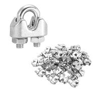 sourcing map 40Pcs Wire Rope Cable Clip Clamps 1/8 Inch M3 Small 304 Stainless Steel U Bolt Saddle Fasteners Hardware for Secure Rigging Marine Guy Line Fence Clothesline, Silver