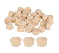 sourcing map 40Pcs Wood Button Plugs, 12.5mm/0.49" Flat Head Hardwood Screw Hole Plug Wooden Caps Buttons Wood Plug for Furniture Woodworking Craft Decor (14mm x 12.5mm)