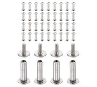 sourcing map 40set Chicago Screw M2x10.9mm 5mm Length Metal Phillips Nail Rivet Stud Bolts Rivets Binding Post Screw for DIY Leather Belt Bag Craft Bookbinding, Silver