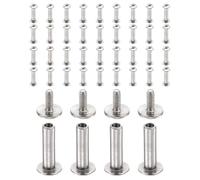 sourcing map 40set Chicago Screw M2x12mm 5mm Length Metal Phillips Nail Rivet Stud Bolts Rivets Binding Post Screw for DIY Leather Belt Bag Craft Bookbinding, Silver