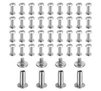 sourcing map 40set Chicago Screw M2x9mm 3mm Length Metal Phillips Nail Rivet Stud Bolts Rivets Binding Post Screw for DIY Leather Belt Bag Craft Bookbinding, Silver