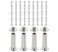 sourcing map 40set Chicago Screw M4x20mm 6mm Length Metal Phillips Nail Rivet Stud Bolts Rivets Binding Post Screw for DIY Leather Belt Bag Craft Bookbinding, Silver