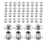 sourcing map 40set Chicago Screw M4x5mm 3mm Length Metal Phillips Nail Rivet Stud Bolts Rivets Binding Post Screw for DIY Leather Belt Bag Craft Bookbinding, Silver