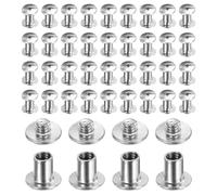 sourcing map 40set Chicago Screw M4x7mm 3mm Length Metal Phillips Nail Rivet Stud Bolts Rivets Binding Post Screw for DIY Leather Belt Bag Craft Bookbinding, Silver