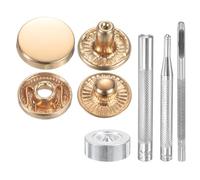 sourcing map 40Set Leather Snaps Fasteners Kit 12.5mm Dia Brass Press-Stud Cap Button 2.72" Length Metal Snap Buttons with 4 Install Tools for Coat Bag Leather Marine Boat Canvas, Gold