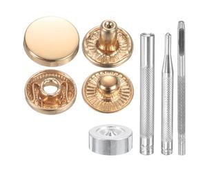 sourcing map 40Set Leather Snaps Fasteners Kit 12.5mm Dia Brass Press-Stud Cap Button 2.72" Length Metal Snap Buttons with 4 Install Tools for Coat Bag Leather Marine Boat Canvas, Gold