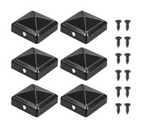 sourcing map 42 x 42mm Pyramid Post Cap, 6Pcs Galvanized Steel Fence Post Cover with Screws for Wood/Metal Fence Posts, Mailbox Pyramid Cover, Outdoor, Garden, Decks, Black