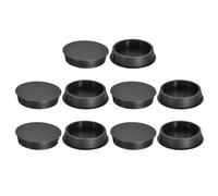 sourcing map 42mm/1.61" Plastic Hole Plugs, 10Pcs Flush Type Panel Round Snap in Fastener Knockout Locking Plugs for Furniture Insert End Caps Panels, Black