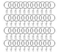 Sourcing Map 44-Pack Curtain Rings with Clips, 1.5" Interior Diameter Curtain Clip Hooks for Hanging Drapery, Vintage Decorative, Rustproof Matte Silver