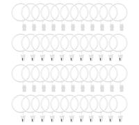 sourcing map 44 Pack Curtain Rings with Clips, 1.8" Interior Diameter Curtain Clip Rings Hooks for Hanging Drapery Vintage Decorative Rustproof Drapery Ring with Hooks, White