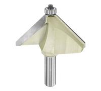sourcing map 45 Degree Chamfer Router Bit 1/2 Inch Shank 1-3/4" Cutting Edge Carbide Tip with Bearing for Woodworking Milling Cutter Tool, Gold